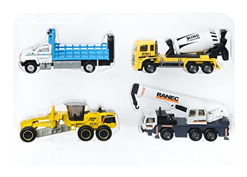 Matchbox Working Rigs 4-Pack, Set of 4 Toy Construction Trucks & Equipment with Moving Parts (Styles May Vary)