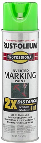 Rust-Oleum 266574 Professional 2X Distance Inverted Marking Spray Paint, 15 oz, Fluorescent Green