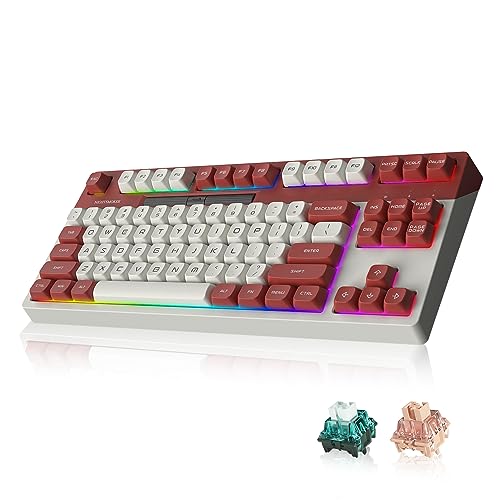 DUKHARO NightSmoker Gaming Keyboard Mechanical, Tenkeyless Hot Swappable Gasket-Mounted, Wireless Bluetooth 5.0/2.4Ghz /USB-C, 4000mAh Battery for Win/Mac PC, MO V2 Green Switches