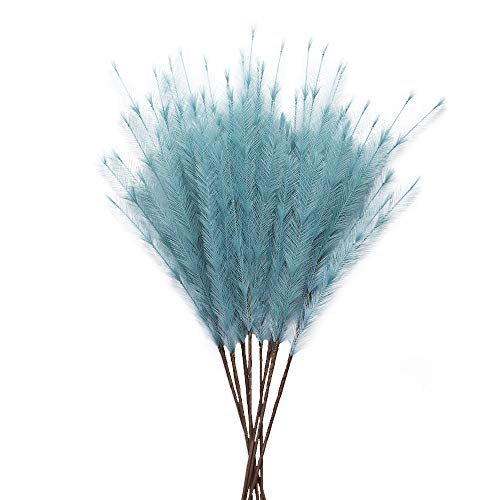 UiiziC Faux Pampas Grass 8 PCS 30'/76cm Dried Fluffy Artificial Flowers Ascendant Grass for Vase Fillers Wedding Party Bouquets Home Hotel Centerpieces Decor (Dusty Blue)