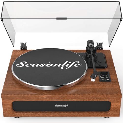 Record Player All-in-One High Fidelity Turntable for Vinyl Records Built-in 4 Stereo Speakers Phono Preamp Bluetooth Auto Stop MM Cartridge ATN3600L
