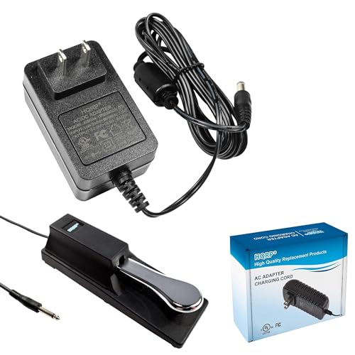 HQRP AC Adapter & Sustain Pedal compatible with Williams Legato/Allegro/Allegro 2 Keyboards
