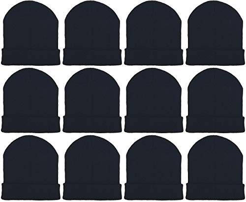 12 Pack Winter Beanie Hats for Men Women, Warm Cozy Knitted Cuffed Skull Cap, Wholesale