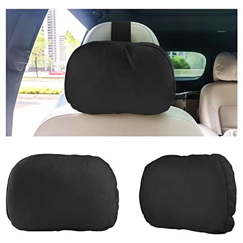 Car Neck Pillow Soft Leather Headrest,Premium Interior Accessories Headrest Support for Driver or Front Passenger Seat,for Driving Home Office (Black)