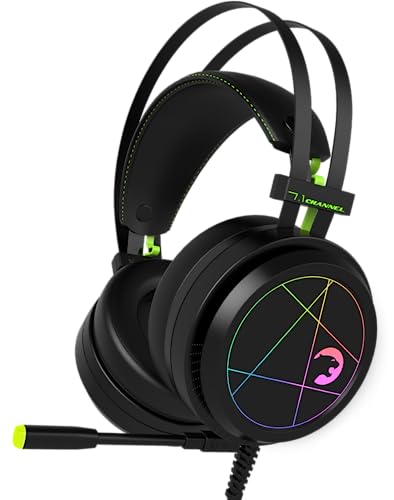 GAMEPOWER Medusa USB Gaming Headset - 7.1 Virtual Surround Sound, Wired Led Headphones with 50MM Drivers, Comfort Design, 360 Spatial Audio, Noise Cancelling Mic for PC, PS4, PS5, Playstation, Black