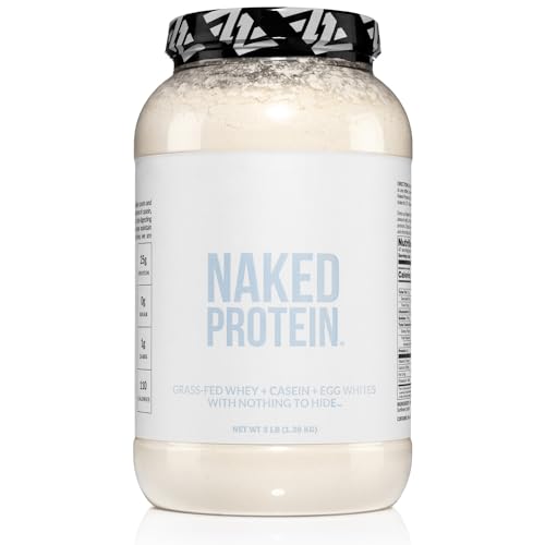 NAKED nutrition Naked Protein Powder Blend - Egg, Whey And Casein Protein, Only 4 Ingredients, Non-Gmo, No Soy, Gluten Free, No Artificial Sweeteners, Flavors Or Colors, Keto And Paleo Friendly - 3 Lb