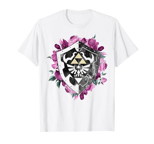 Nintendo Legend Of Zelda Tri Force Floral Shield T-Shirt