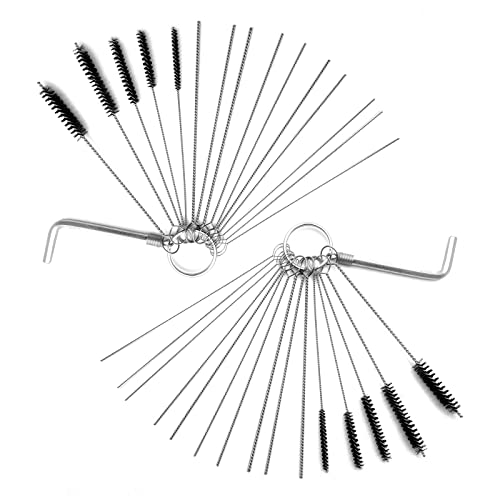 TEMI Set of 2 Carburetor cleaner tools kit Jet Cleaning Brushes Jet Pipe Cleaning Needles Carb Jet Dirt Cleaner kit 10 Brushes 20 Needles and 2 Throttle Wrench