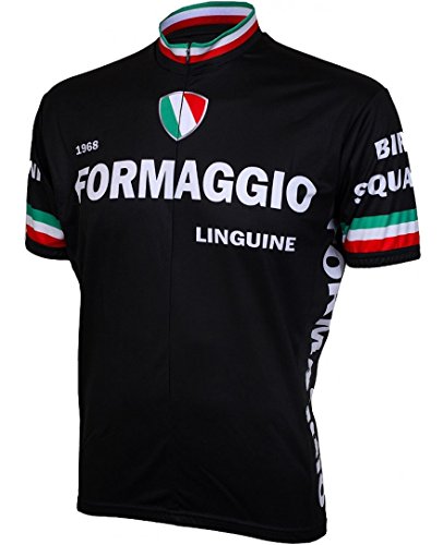 World Jerseys Formaggio 1968 Retro Mens Cycling Jersey Black Large Bike