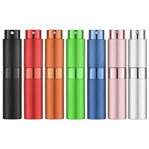 Lisapack Atomizer Perfume 8ML Spray Bottle for Travel (7PCS), Empty Refillable Cologne Dispenser, Portable Sprayer for Men and Women (Multi-colored)
