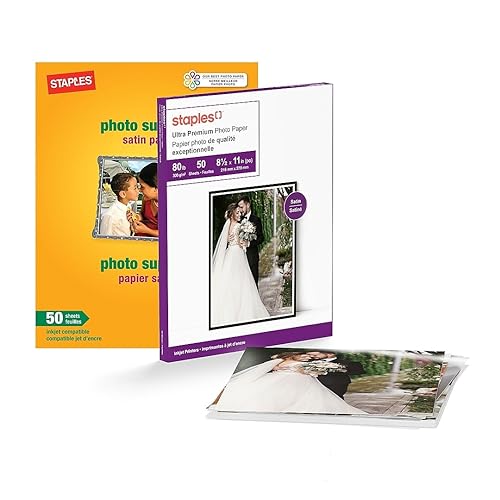 Staples Supreme Satin Photo Paper, 8.5-inch W x 11-inch L, 100/Carton (ST19893VS)