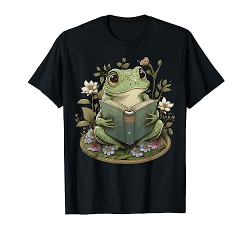 Cute Cottagecore Floral Frog Aesthetic Girls Women Graphic T-Shirt