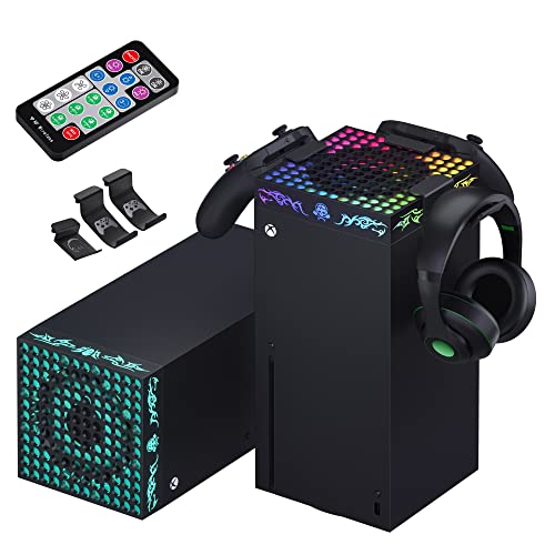 Narati Cooling Fan for Xbox Series X with RGB LED Light 2023 Upgraded, Fan Cooling System, 1800 RPM 3 Gears Adjustable Fan Speed, 200+ Light Effects with Remote Control for Xbox Series X Accessories