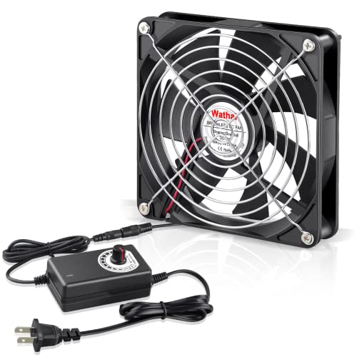 Wathai 140mm x 25mm Computer Fan with AC Plug 110V 120V 220V 240V Variable Speed Controller for DIY Biltong Box Reptile Aquarium Receiver DVR Playstation Xbox Cabinet Ventilation Cooling