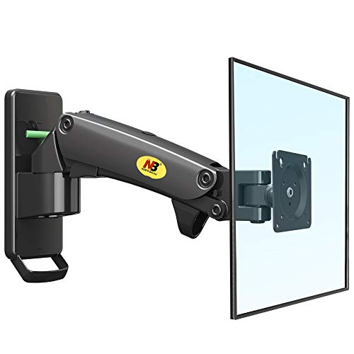 NB North Bayou TV Monitor Wall Mount Bracket Full Motion Articulating Swivel for 17-27 Inch Monitors with Gas Spring (Black Single Extension) F120-B