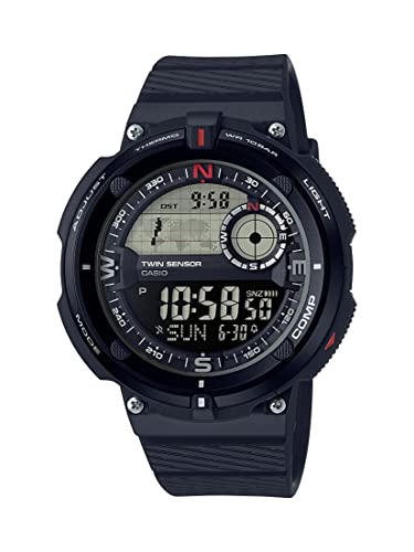 Casio Men's 'Twin Sensor' Quartz Resin Casual Watch, Color:Black (Model: SGW-600H-1BCF)