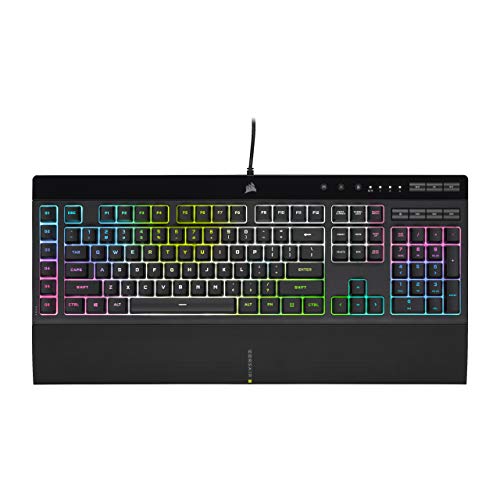 Corsair K55 RGB PRO XT - Dynamic Per-Key RGB Backlighting - Six Macro Keys with Elgato Stream Deck Software Integration-IP42 Dust and Spill-Resistant-Detachable Palm Rest-Media and Volume Keys-Black