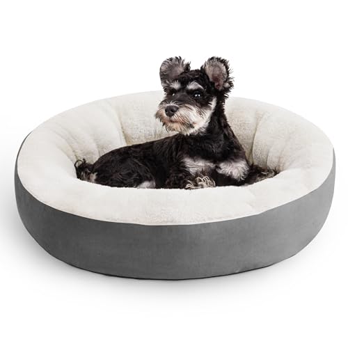 Love's cabin Round Donut Cat and Dog Cushion Bed, 20in Pet Bed for Cats or Small Dogs, Anti-Slip & Water-Resistant Bottom, Super Soft Durable Fabric Pet beds, Washable Luxury Cat & Dog Bed Dark Grey