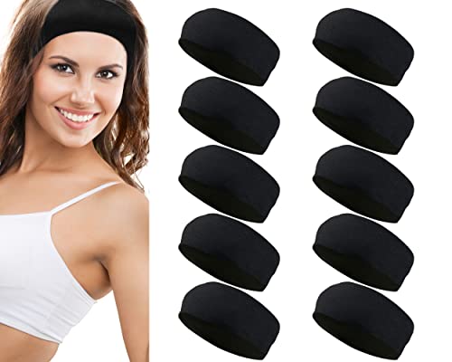 Styla Hair 10 Pack Stretch Fashion Headbands Non-Slip Head Wraps Great for Sports, Yoga, Pilates, Running, Gym Headband, Workouts Headbands for women - Black