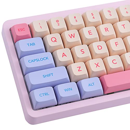 Hyekit PBT Keycaps 132 Keys Marshmallow Keycaps Dye-Sublimation Cute Keycaps XDA Profile Custom Keycaps for Cherry Gateron MX Switches Mechanical Keyboards