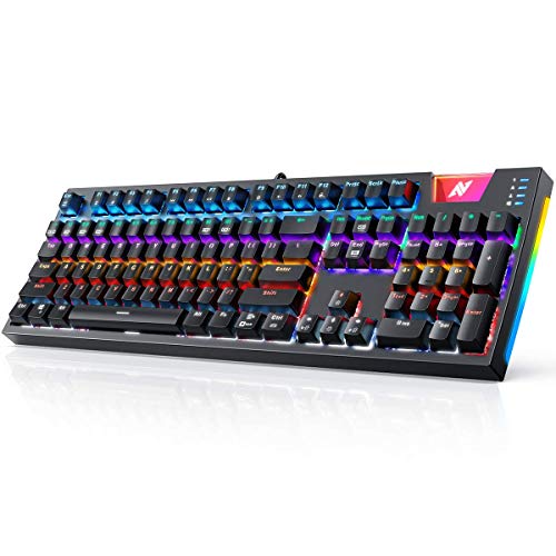 ABKONCORE Gaming Mechanical Keyboard K660, RGB Side LED and Backlit Keyboard USB Wired Computer Keyboard with OUTEMU Blue Switches, 104 Full Key-Rollover, Anti Ghosting Keyboard with IP42 Splash-Proof