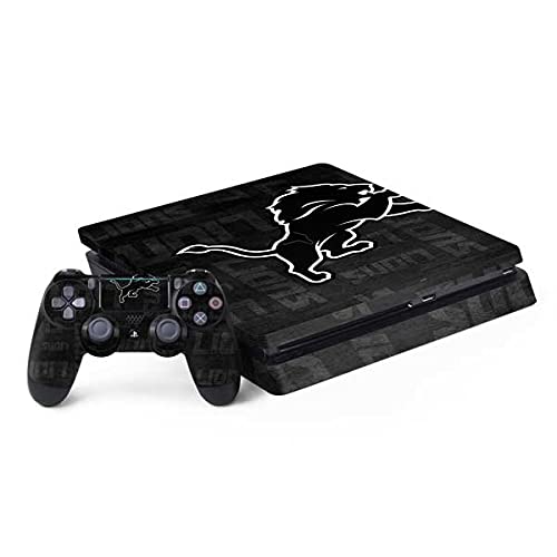 Skinit Decal Gaming Skin compatible with PS4 Slim Bundle - Officially Licensed NFL Detroit Lions Black & White Design