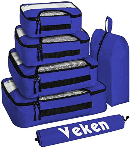 Veken 6 Set Packing Cubes for Suitcases, Travel Organizer Bags for Carry on Luggage, Suitcase Organizer Bags Set for Travel Essentials Travel Accessories in 4 Sizes(Extra Large, Large, Medium, Small)