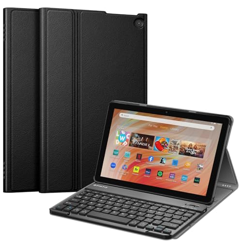 Fintie Keyboard Case for All-New Amazon Fire HD 10 Tablet (13th Generation, 2023 Release), Slim Lightweight Cover with Detachable Bluetooth Keyboard, Black