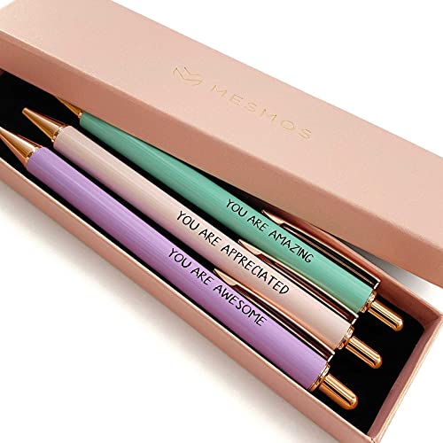 MESMOS 3pc Fancy Pen Set for Women, Office Christmas Gifts for Coworkers, Employee Coworker Christmas Gifts, Thank You Gifts for Women, Boss Lady Gifts, Nice Cute Pens, Employee Appreciation Gifts