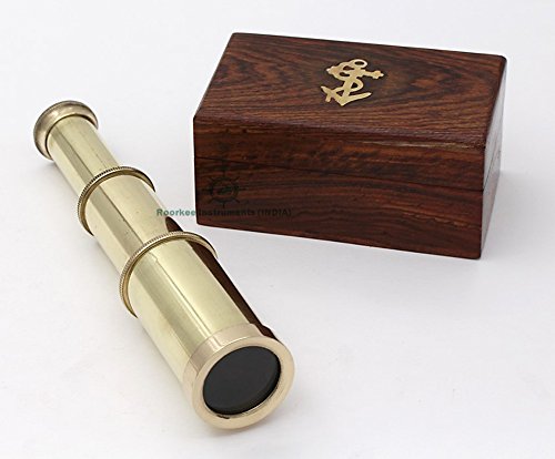 RII Antique Decor Spyglass, Pirate Telescope with Leather Case, Handheld Telescope for Adventure Enthusiasts, Monocular Nautical Decor for Gifting, Travellers, 6'