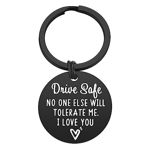 iJuqi Drive Safe Keychain Boyfriend Gifts - Valentine's Day Gifts for Him Men Funny New Driver Keyring Cute Boyfriend Husband Gifts from Girlfriend Wife