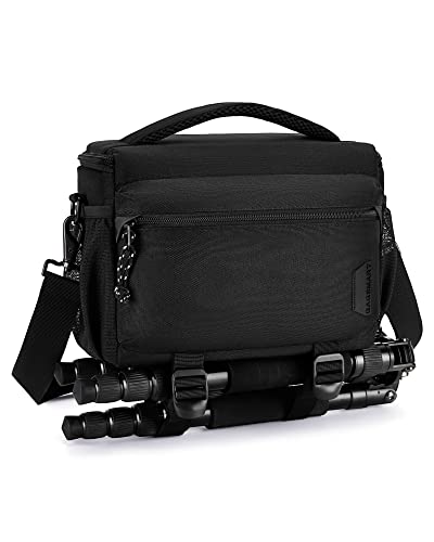 BAGSMART Small Camera Case with Tripod Holder, Compact Camera Shoulder Bags for DSLR/SLR/Mirrorless Cameras, Waterproof Crossbody Bag Women Men, Black