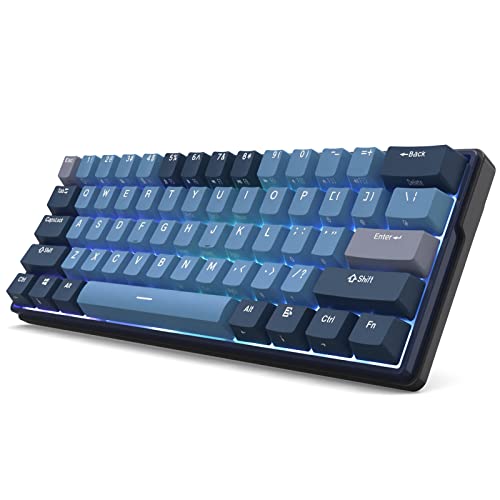 RK ROYAL KLUDGE RK61 Plus Wireless Mechanical Keyboard, 60% Gaming Keyboard with Bluetooth/2.4G/Wired, Hot Swappable RGB PC Keyboards with USB Hub for Win/Mac, Silence Linear SkyCyan Switches