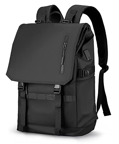 Muzee Vintage Laptop Backpack for Men, Travel Backpacks with USB Charging Port,Roll Top Backpack Fits 15.6Inch PC
