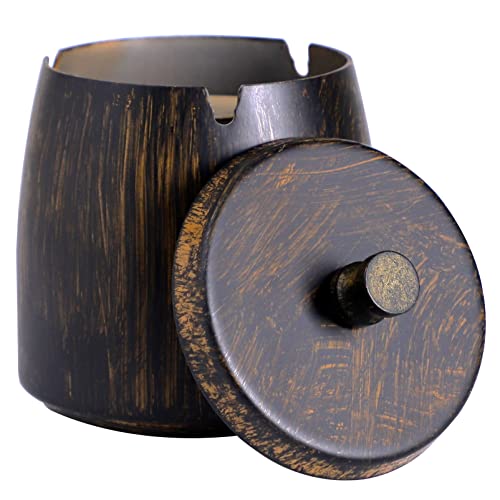 Ashtray with Lid for Cigarette, Stainless Steel Smokeless Odorless Windproof Ashtrays for Home Office Tabletop Outside Patio Outdoor Balcony(3.54''x2.8''x3.38'')