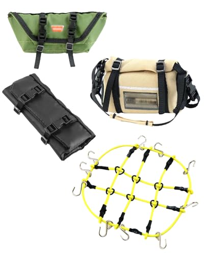 RCMYou RC Upgrade Parts for 1/18 TRX4M 1/24 Axial SCX24,Crawler Car Decoration Simulation Decoration Luggage Net/Simulation Decorative Package,Luggage,Sleeping Bag(Pitch Green,Desert Yellow,Black)