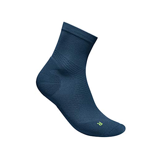 Bauerfeind Run Ultralight Mid Cut Socks - Targeted Compression Zones - Achilles Tendon Relief - Increased Ankle Stability - Comfortable for Running, Walking & Sports - Men, Navy, Size 6-8