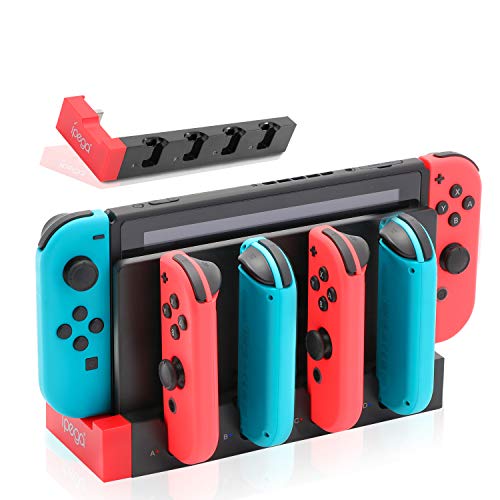 ECHZOVE Switch Controller Charger Dock Station for Switch & Switch OLED Model Joycons,Charger for 4 Switch Joy-Cons with 4 Joy Con Charging Slots, 2 USB 2.0 Plugs and Charging Indicator