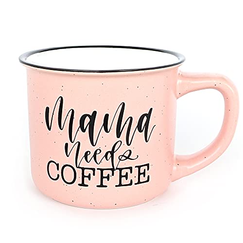 June & Lucy Mom Mug with Stylish Gift Box- Novelty Coffee Mug Mom Gifts - Cute Coffee Mugs for Women - Coffee Mug with Hand Lettering - 15 oz Microwave and Dishwasher Safe (Mama Needs Coffee)