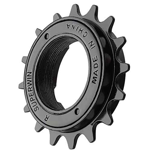 Hycline Single Speed Bike Freewheel, 16T Compatible with 1/2'' x 1/8'' Bicycle Freewheel Threaded Type Freehub Replacement Parts (Black)