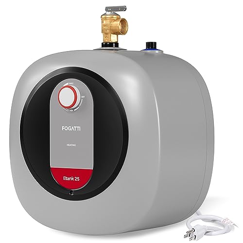 FOGATTI Electric Mini Tank Water Heater, 2.5 Gallon Point of Use Instant Hot Water Heater 120V 1440W, Under Sink, Wall or Floor Mounted, Easy to Install
