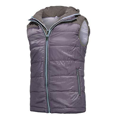 WENKOMG1 Quilted Vest For Men,Zip Up Warm Puffer Vest Solid Comfy Sleeveless Outerwear Cozy Hooded Waistcoat,Lightweight Packable Patchwork Zipper Closure Winter Jacket For Men(Gray,XX-Large)