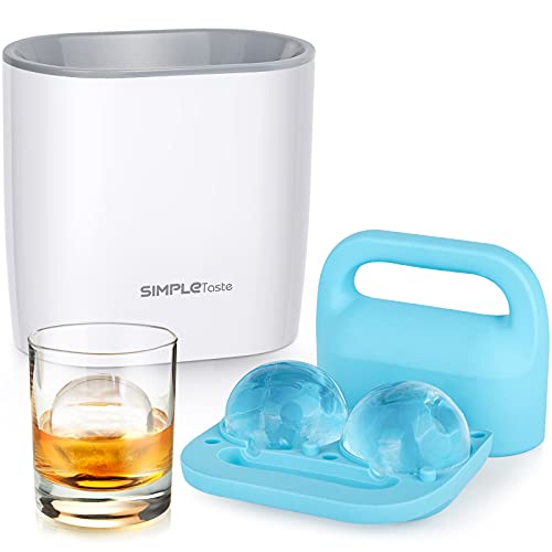 SIMPLETASTE Crystal Clear Ice Ball Maker Mold - 2.36 Inch Clear Sphere, Plus 2 Ice Ball Storage Bags, BPA-free Silicone Large Sphere Ice Mold, Ice Cube Tray for Whiskey, Cocktail and Drinks…
