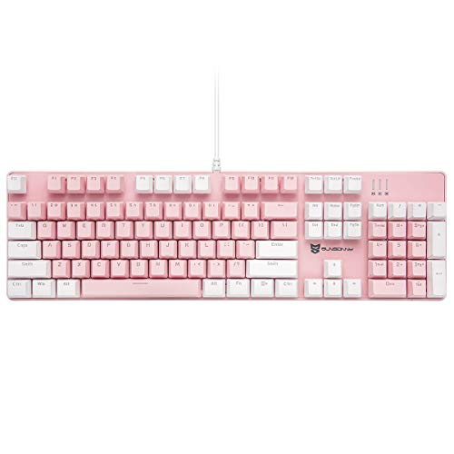 Merdia Mechanical Keyboard Gaming Keyboard | Blue Switch Pink & White Backlit Keyboard | 104 Keys US Layout | Wired Gaming Keyboard | Hot Swappable Mechanical Keyboard | PC Gaming Keyboards