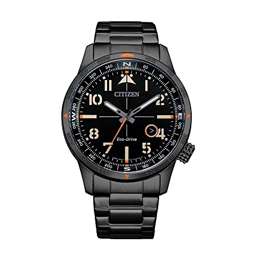 Citizen Men's Eco-Drive Weekender Avion Field Watch in Black IP Stainless Steel, Black Dial (Model: BM7555-59E)