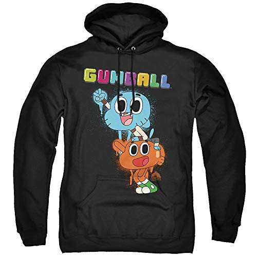 Trevco Amazing World Of Gumball Gumball Spray Unisex Adult Pull-Over Hoodie, Black, 4X-Large