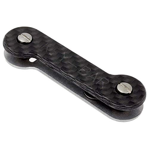 Keybar Carbon Fiber/Aluminum Key Organizer EDC Tool | Everyday Carry Compact Key Holder Multi-Tool and Keychain Organizer with Pocket Clip (Holds up to 12 Keys) Made in The USA