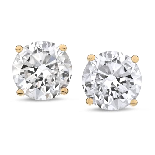 Amazon Collection Certified 14k Yellow Gold Round-Cut Diamond Stud Earrings (1/2cttw, K-L Color, I1-I2 Clarity)