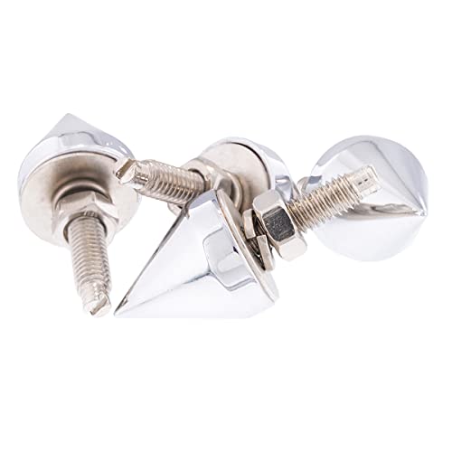 United Pacific 10878 Chrome Spike License Plate Fastener Screw Caps for Standard License Plate, Threaded Mounting Stud w/Nut & Lock Washer - Pack of 4