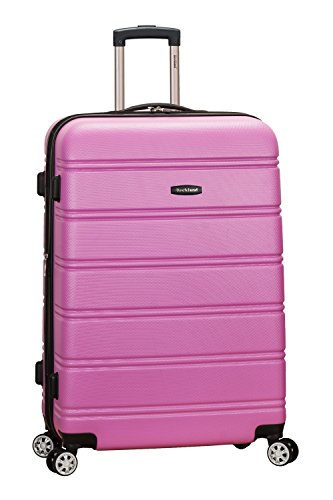 Rockland Melbourne Hardside Expandable Spinner Wheel Luggage, PINK, Checked Large 28'